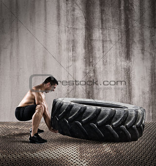 Workout with a big tire