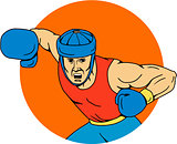 Amateur Boxer Overhead Punch Circle Drawing