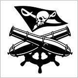 Piracy flag and crossed canon