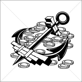 Pirate Emblem - Anchor and Coins