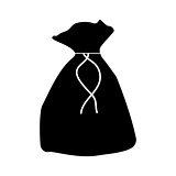 Black sack or bag or pouch icon.