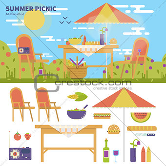 Summer picnic in the garden