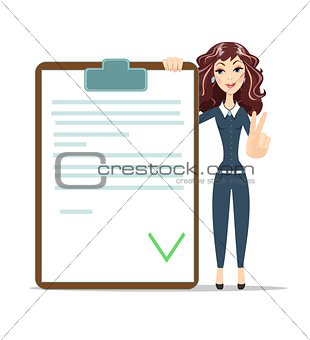 businesswoman with checklist.