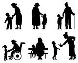 Grandmothers and grandson silhouettes