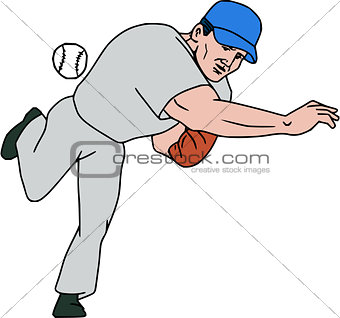 Baseball Player Pitcher Throw Ball Cartoon