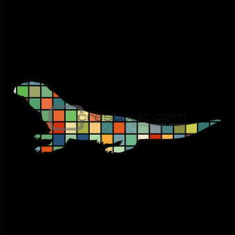 Varan lizard reptile color silhouette animal