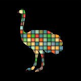Ostrich bird color silhouette animal