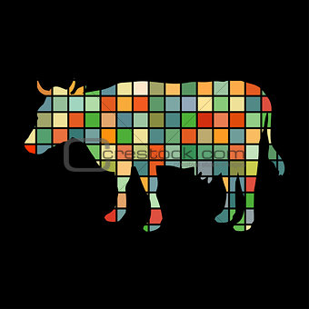 Cow farm mammal color silhouette animal