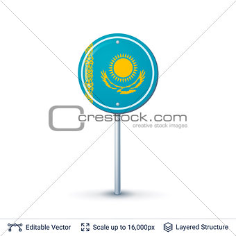 Kazakhstan flag isolated on white.