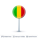 Mali flag isolated on white.
