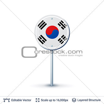 South Korea flag isolated on white.