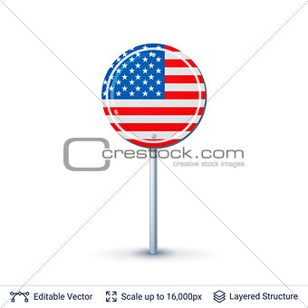 USA flag isolated on white.