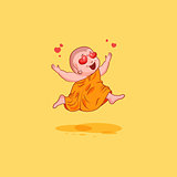 Sticker emoji emoticon emotion vector isolated illustration unhappy character cartoon Buddha in love