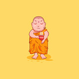 Sticker emoji emoticon emotion vector isolated illustration unhappy character cartoon Buddha nervous with cup of coffee