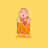 Sticker emoji emoticon emotion vector isolated illustration unhappy character cartoon Buddha surprised with big eyes