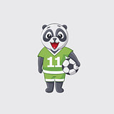 Stock vector illustration sticker emoji emoticon emotion isolated illustration character kicker panda football player goalkeeper forward defender