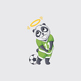 Stock vector illustration sticker emoji emoticon emotion isolated illustration character kicker panda football player goalkeeper forward defender angel nimbus overhead