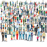 Large group of people standing together illustration