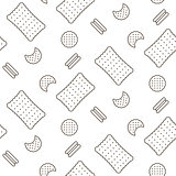 Cookie line icon seamless vector pattern.
