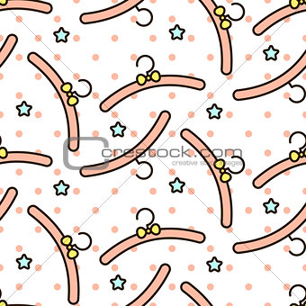 Baby cute clothing hanger line icon vector pattern.