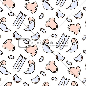 Infant line icon cute tender vector pattern.