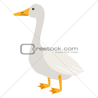 Cute cartoon goose isolated vector illustration.
