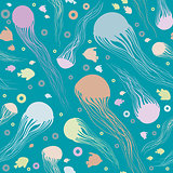 Seamless pattern with jellyfish.