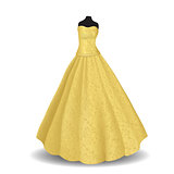 yellow party dress on a white background