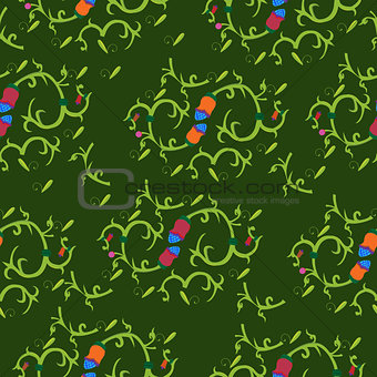 Seamless abstract floral pattern with vintage elements