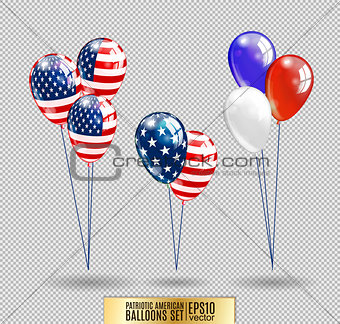 US Patriotic balloons. Colored Balloons specially for the Fourth of July. Memorial Day. Martin Luther King Day. Country National Colors.