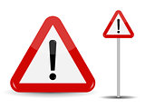 Warning Road Sign Red Triangle with Exclamation Point. Vector I
