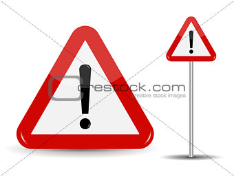 Warning Road Sign Red Triangle with Exclamation Point. Vector I