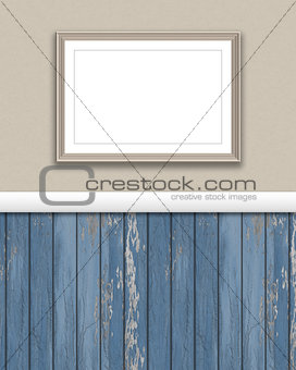 3D blank picture frame on a grunge wall