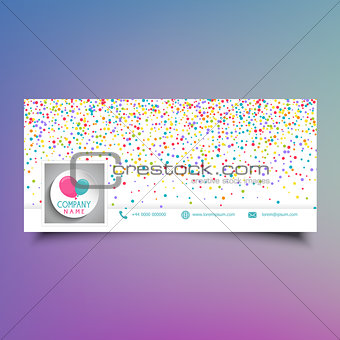 Social media timeline cover design with colourful confetti