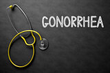 Gonorrhea Concept on Chalkboard. 3D Illustration.