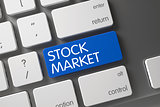 Blue Stock Market Key on Keyboard. 3d.