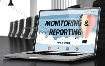 Laptop Screen with Monitoring and Reporting Concept. 3d.