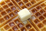homemade american round waffles with butter