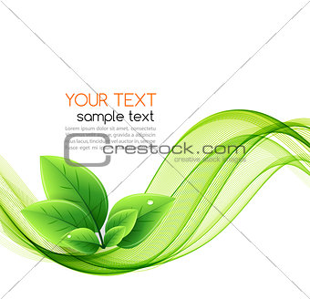 Vector eco leaves and green wave