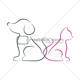 Dog and cat minimalist vector illustration