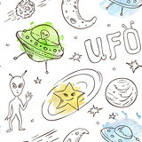 Seamless pattern with aliens
