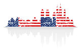 City skyline in colors of USA flag