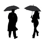 Man and woman with umbrella