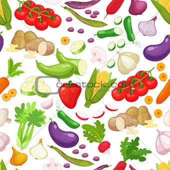 seamless pattern on a white background , vegetables illustrations