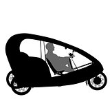 Silhouette of a tricycle male on white background