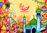Eid Mubarak Happy Eid background for Islam religious festival on holy month of Ramazan