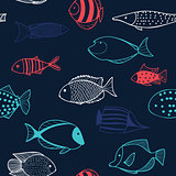 Seamless pattern with fishes