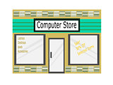 Flat Design  Computer Store Business Building
