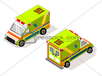 Isometric Vechicle Transportation Ambulance