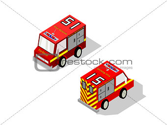 Isometric red fire rescue